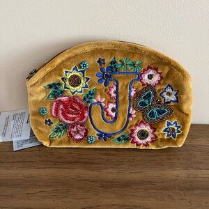 Velvet and Beaded Initial Pouch